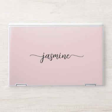 Modern Blush Pink Monogram Name Signature Glam HP HP Laptop Skin