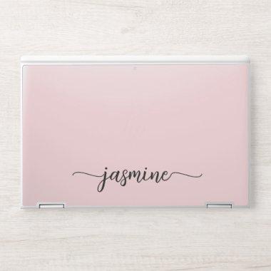 Modern Blush Pink Monogram Name Signature Glam HP Laptop Skin
