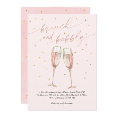 modern blush simple pop the bubbly, chic champagne Invitations