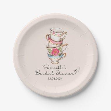 Modern Blush Tea Party  Paper Plate