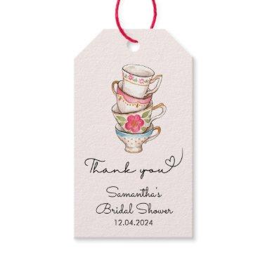 Modern Blush Tea Party Bridal Shower Thank You Gift Tags