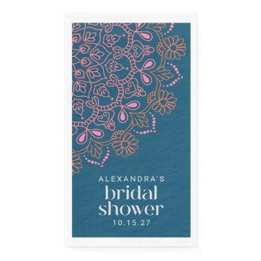 Modern Bohemian Blue Mandala Bridal Shower Custom Paper Guest Towels