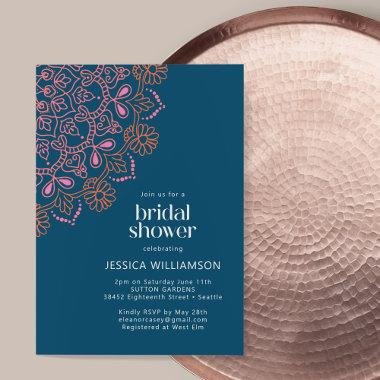 Modern Bohemian Blue Mandala Bridal Shower Invitations