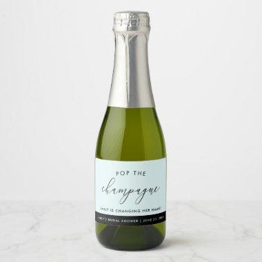 Modern Boho and Black Personalized Bridal Shower Sparkling Wine Label