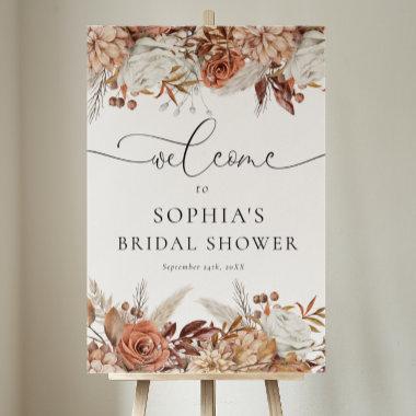 Modern Boho Autumn Floral Bridal Shower Welcome Foam Board