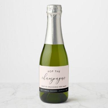 Modern Boho Blush Personalized Bridal Shower Sparkling Wine Label