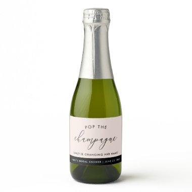 Modern Boho Blush Personalized Bridal Shower Sparkling Wine Label