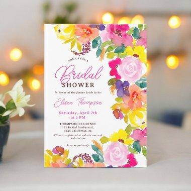 Modern boho bold flowers script bridal shower Invitations