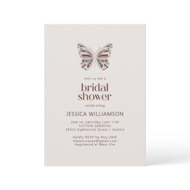 Modern Boho Butterfly Burgundy Taupe Bridal Shower Invitations