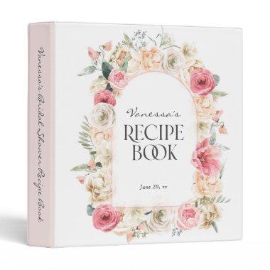 Modern boho chic floral personalized bridal recipe 3 ring binder