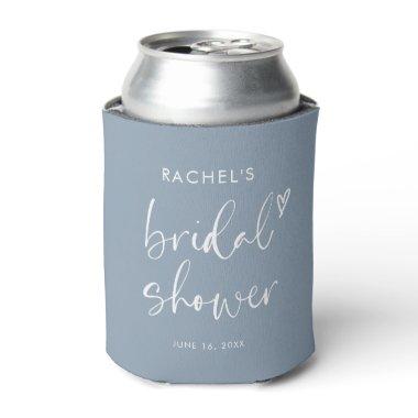 Modern Boho Dusty Blue Calligraphy  Can Cooler