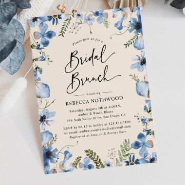 Modern Boho Dusty Blue Floral Bridal Brunch Shower