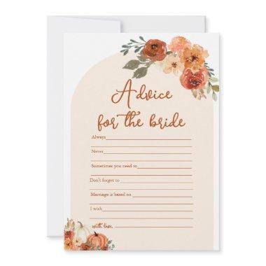 Modern Boho Fall Pumpkin Advice for the Bride Game Invitations