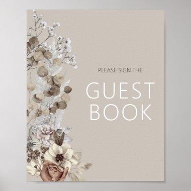 Modern Boho Floral Bridal Shower Sign Guest Book