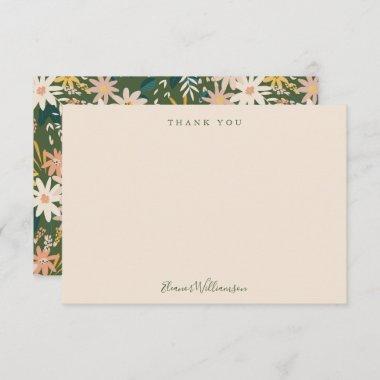 Modern Boho Floral Peach and Green Bridal Shower Thank You Invitations
