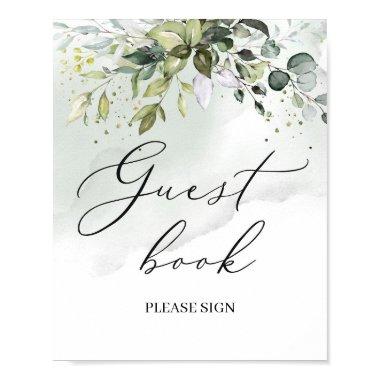 Modern boho greenery eucalyptus guest book sign