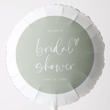 Modern Boho Heart Sage Green Bridal Shower Balloon