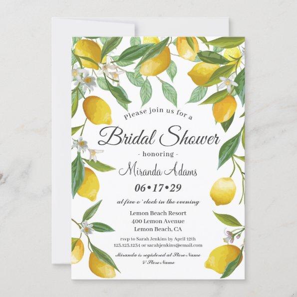 Modern Boho Lemon Summer Bridal Shower Invitations