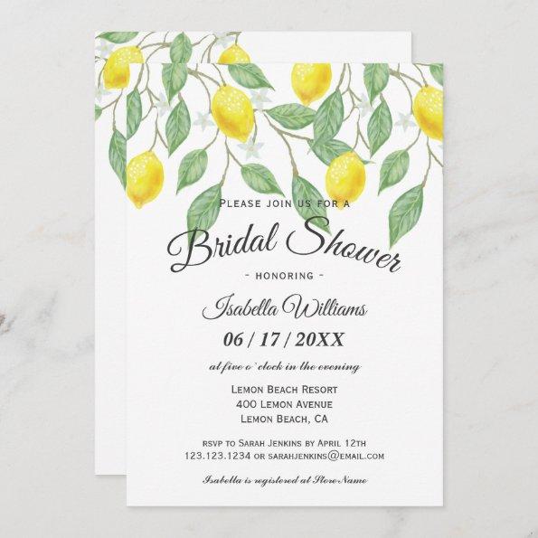 Modern Boho Lemon Summer Bridal Shower Invitations