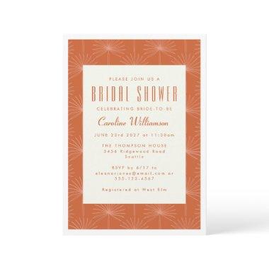 Modern Boho Palm Leaf Rust Botanical Bridal Shower Invitations