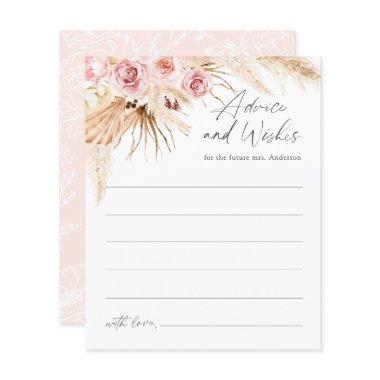 Modern Boho Pampas Grass Bridal Shower Advice card