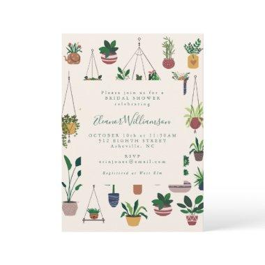 Modern Boho Plant Illustration Bridal Shower Invitations