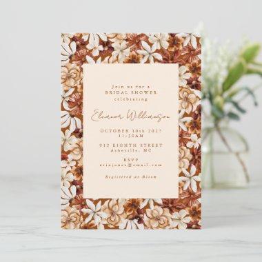 Modern Boho Terracotta Wildflowers Bridal Shower Invitations