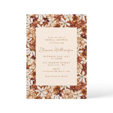 Modern Boho Terracotta Wildflowers Bridal Shower Invitations