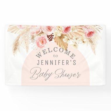 Modern boho watercolor floral baby shower welcome banner