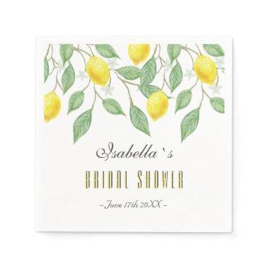 Modern Boho Watercolor Lemon Summer Bridal Shower Napkins