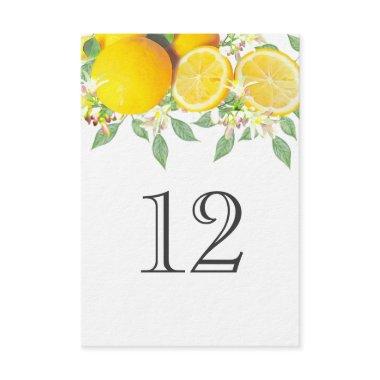 Modern Boho Watercolor Lemon Wedding Table Number