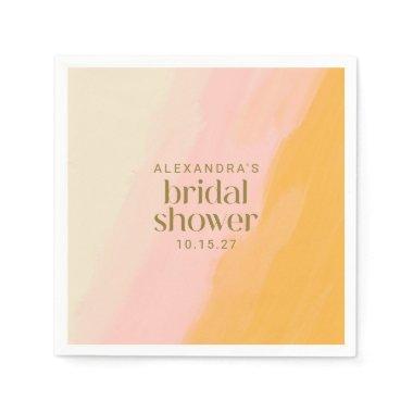 Modern Boho Watercolor Pink Yellow Bridal Shower Napkins