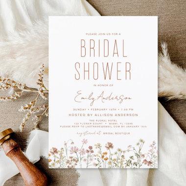 Modern Boho Wildflower Bridal Shower Invitations