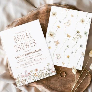 Modern Boho Wildflower Bridal Shower Invitations