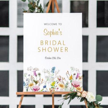 Modern Boho Wildflowers Bridal Shower Welcome Sign