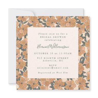 Modern Boho Yellow Floral Square Bridal Shower Invitations