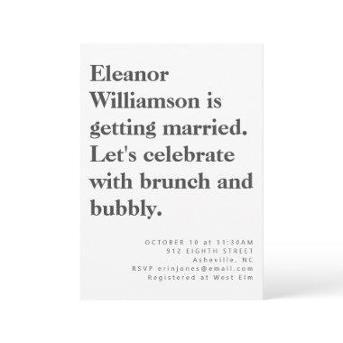 Modern Bold Black White Typography Bridal Brunch