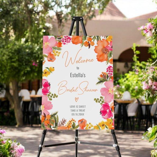 Modern bold flowers script  welcome foam board