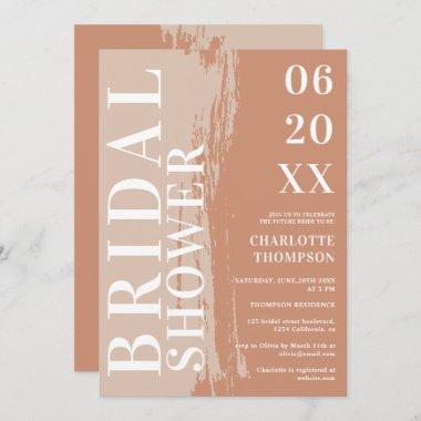 Modern bold names terracotta earth bridal shower Invitations