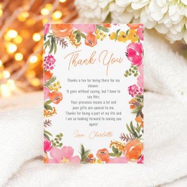 Modern bold orange flowers script  thank you