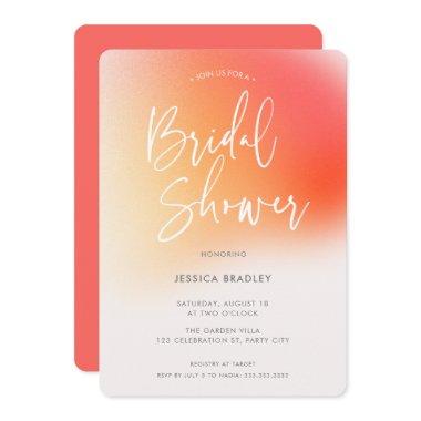 Modern Bold Orange Pink Gradient Bridal Shower Invitations