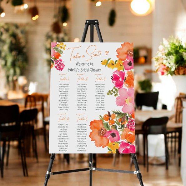 Modern bold orange script  seating foam board