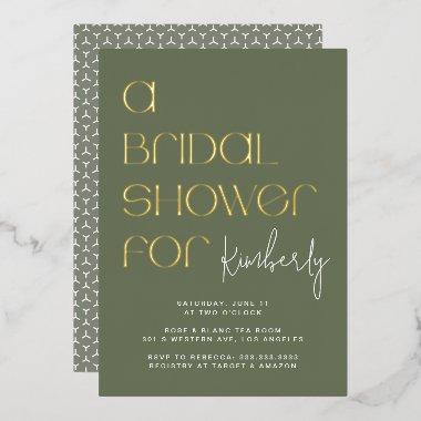 Modern Bold Sage Green  Gold Foil