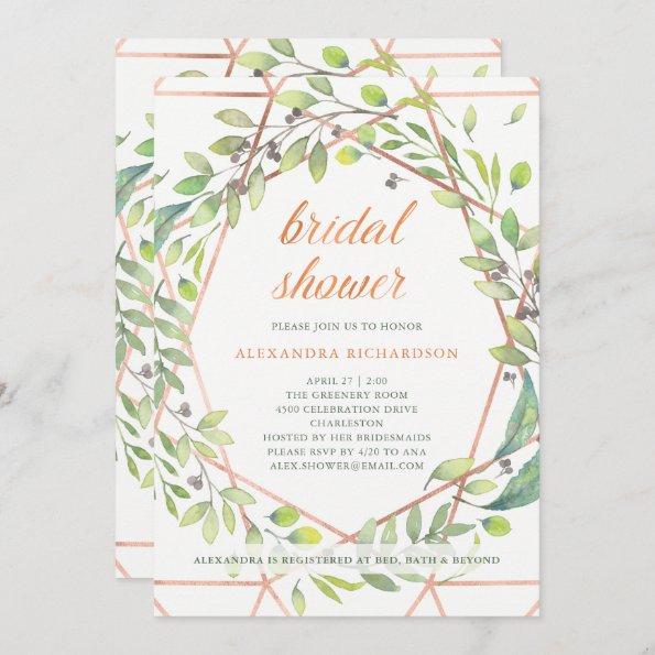 Modern Botanical | Copper Look Bridal Shower Invitations