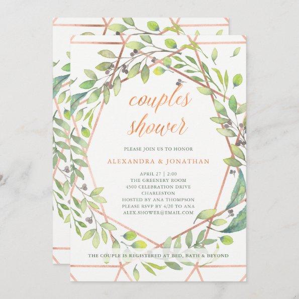 Modern Botanical | Copper Look Couples Shower Invitations