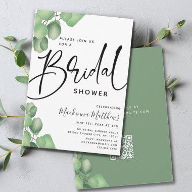 Modern Botanical Elegant Eucalyptus Bridal Shower Invitations