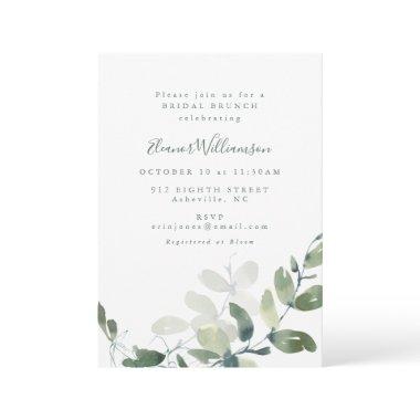 Modern Botanical Eucalyptus Boho Bridal Brunch Invitations