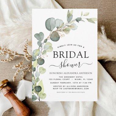 Modern Botanical Eucalyptus Boho Bridal Shower Invitations