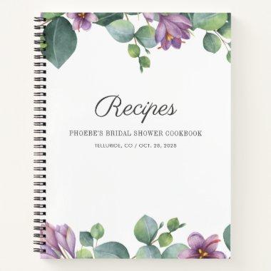 Modern Botanical Eucalyptus Bridal Shower Recipe Notebook