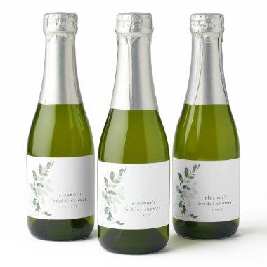 Modern Botanical Eucalyptus Custom Bridal Shower Sparkling Wine Label